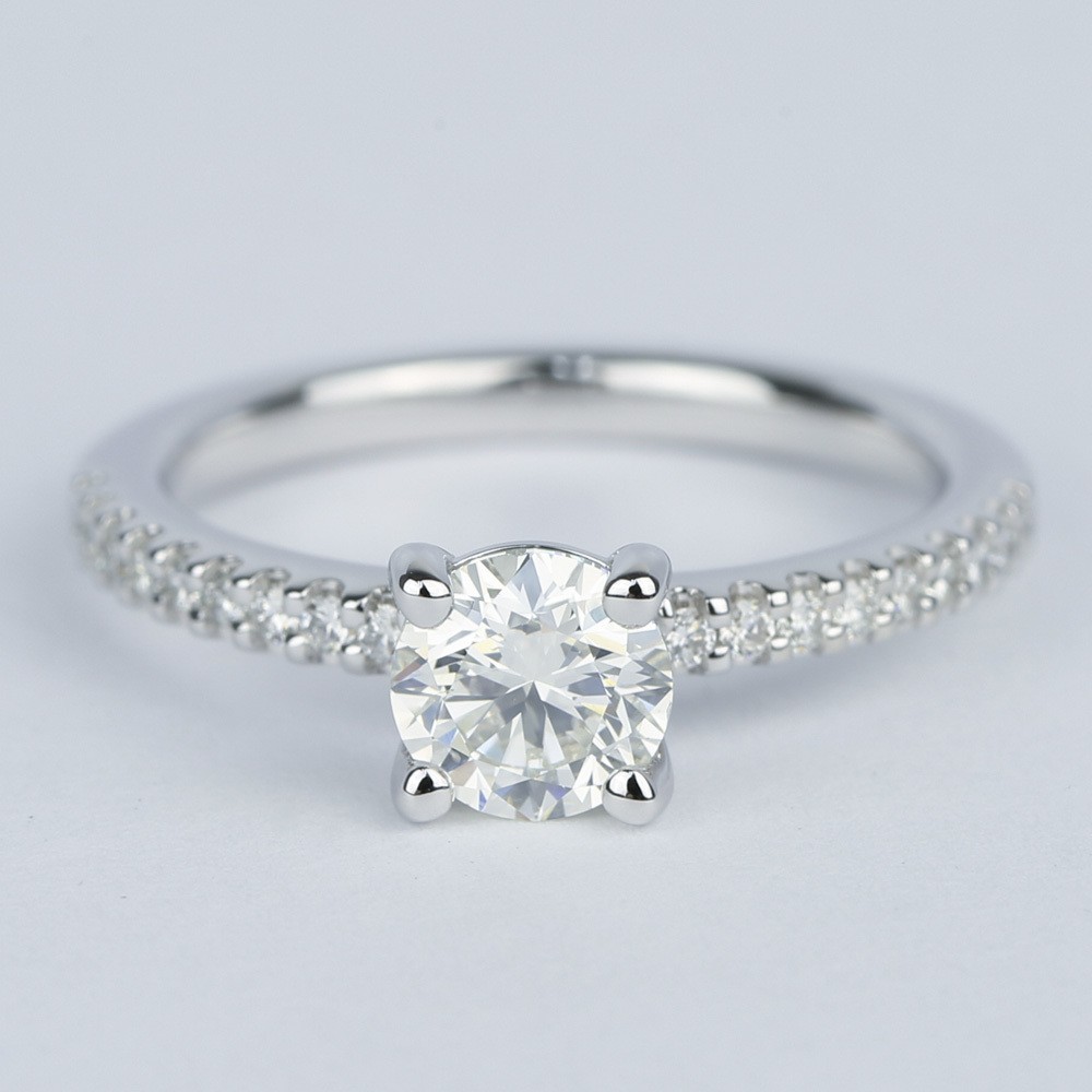 Round Diamond Engagement Ring with Scallop Pave