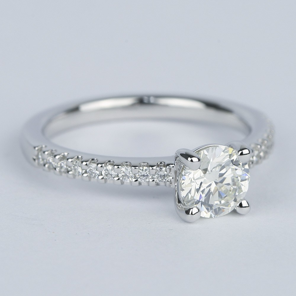 Round Diamond Engagement Ring with Scallop Pave