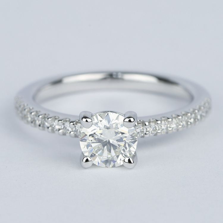 Round Diamond Engagement Ring with Scallop Pave