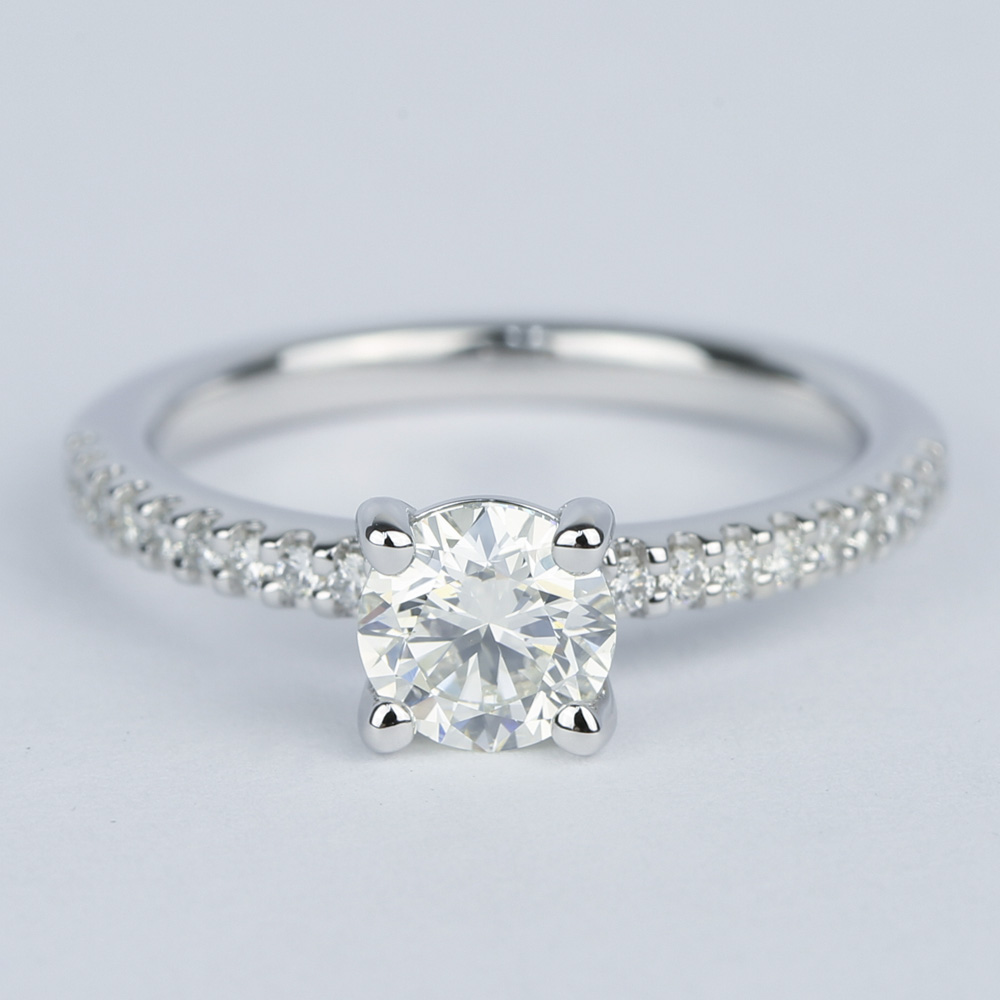 Scalloped Pavé Diamond Engagement Ring In White Gold