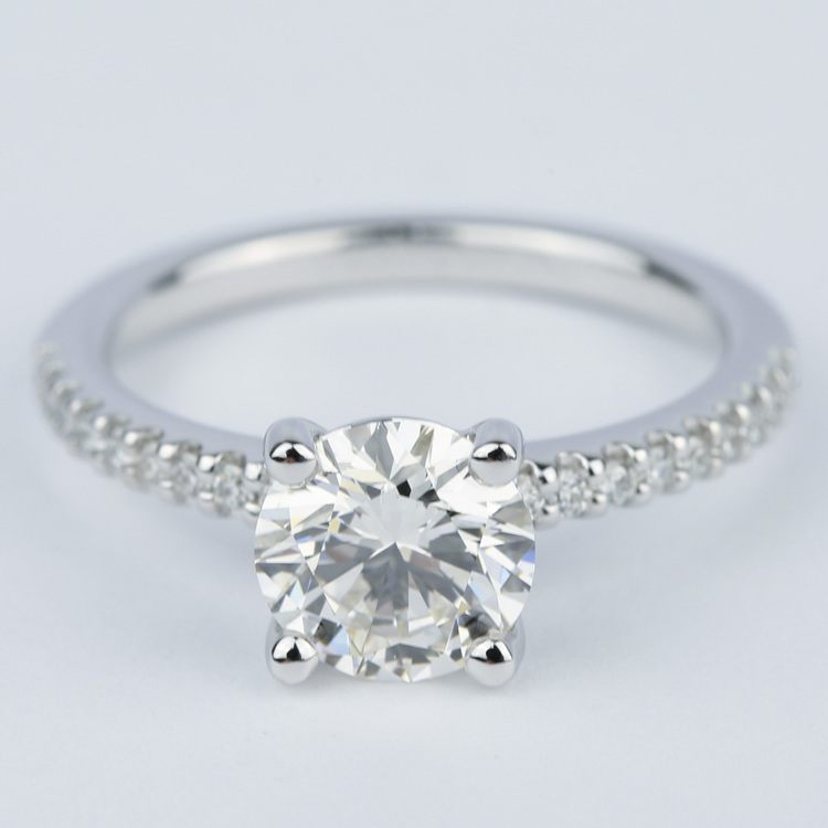 1.57 Carat Round Diamond Scallop Engagement Ring