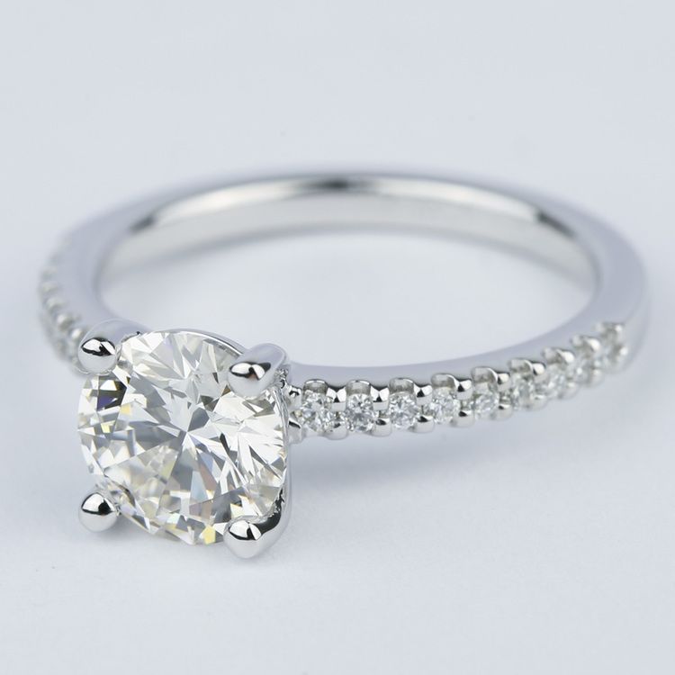 1.57 Carat Round Diamond Scallop Engagement Ring