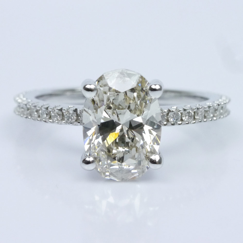 Scalloped 2 Carat Oval Diamond Ring