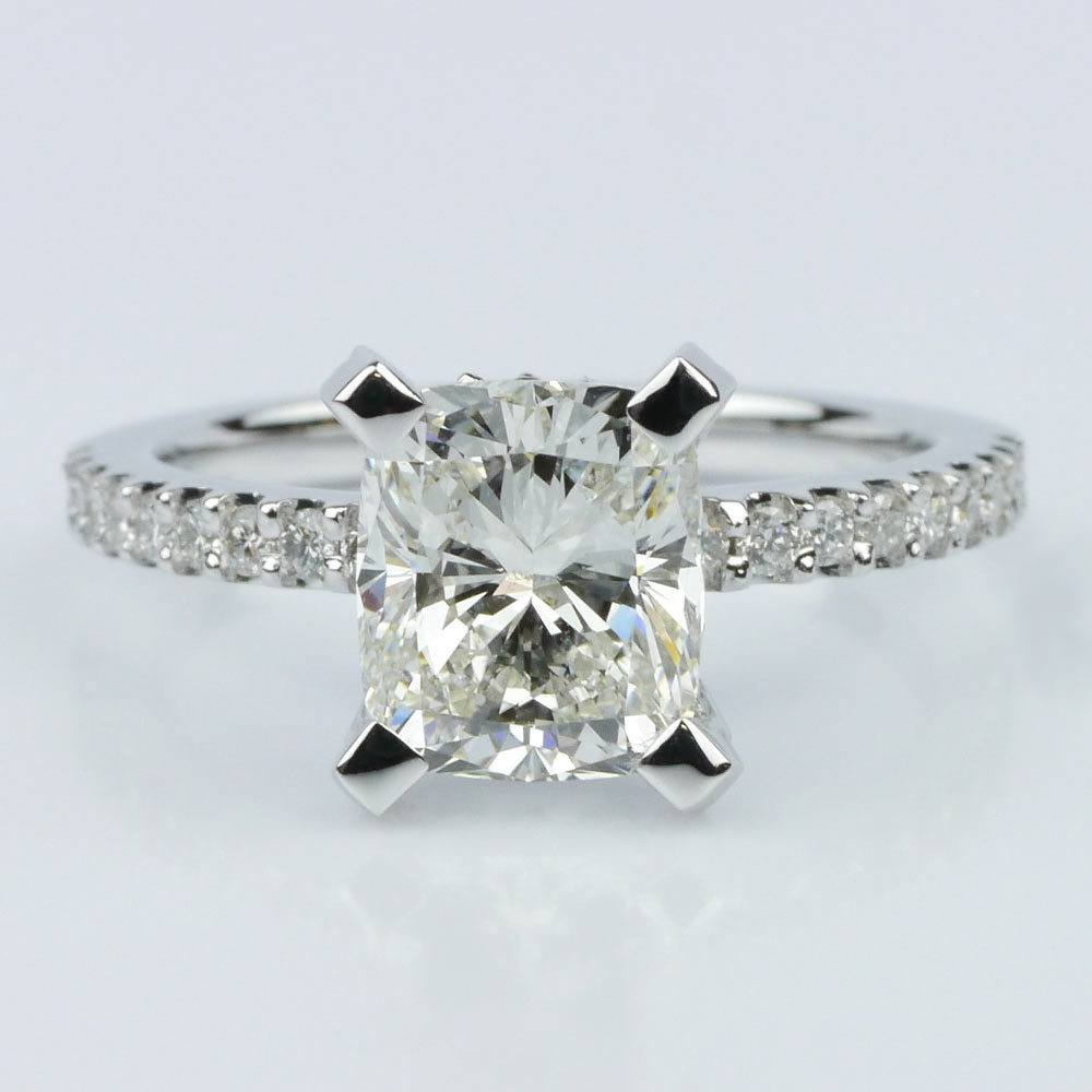 Cushion Diamond Engagement Ring With Scalloped Band