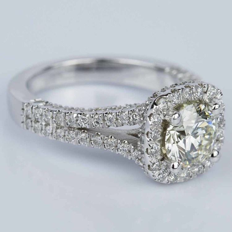 Scallop Three-Sided Halo Diamond Engagement Ring (0.85 ct.)