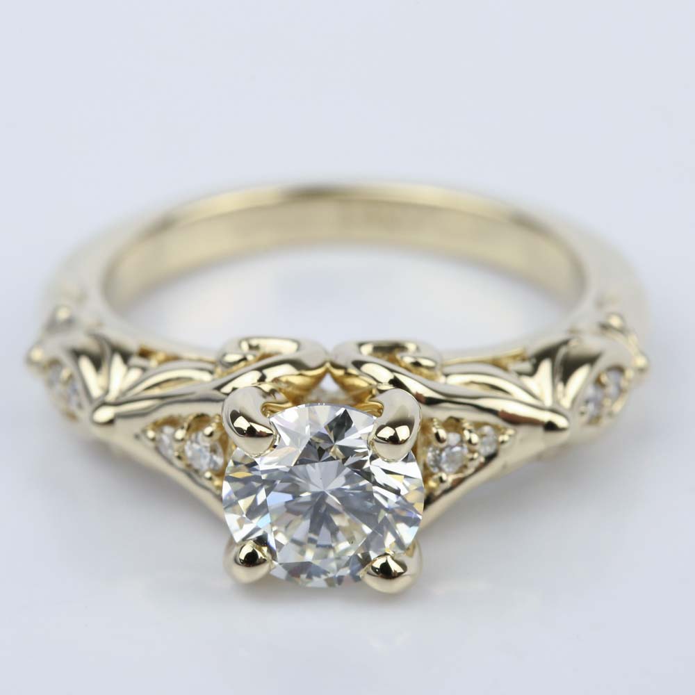 Sculpted Garland Diamond Engagement Ring in Yellow Gold (1.40 ct.)