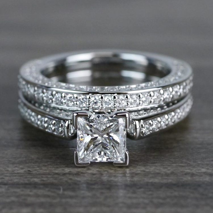 princess cut solitaire wedding set