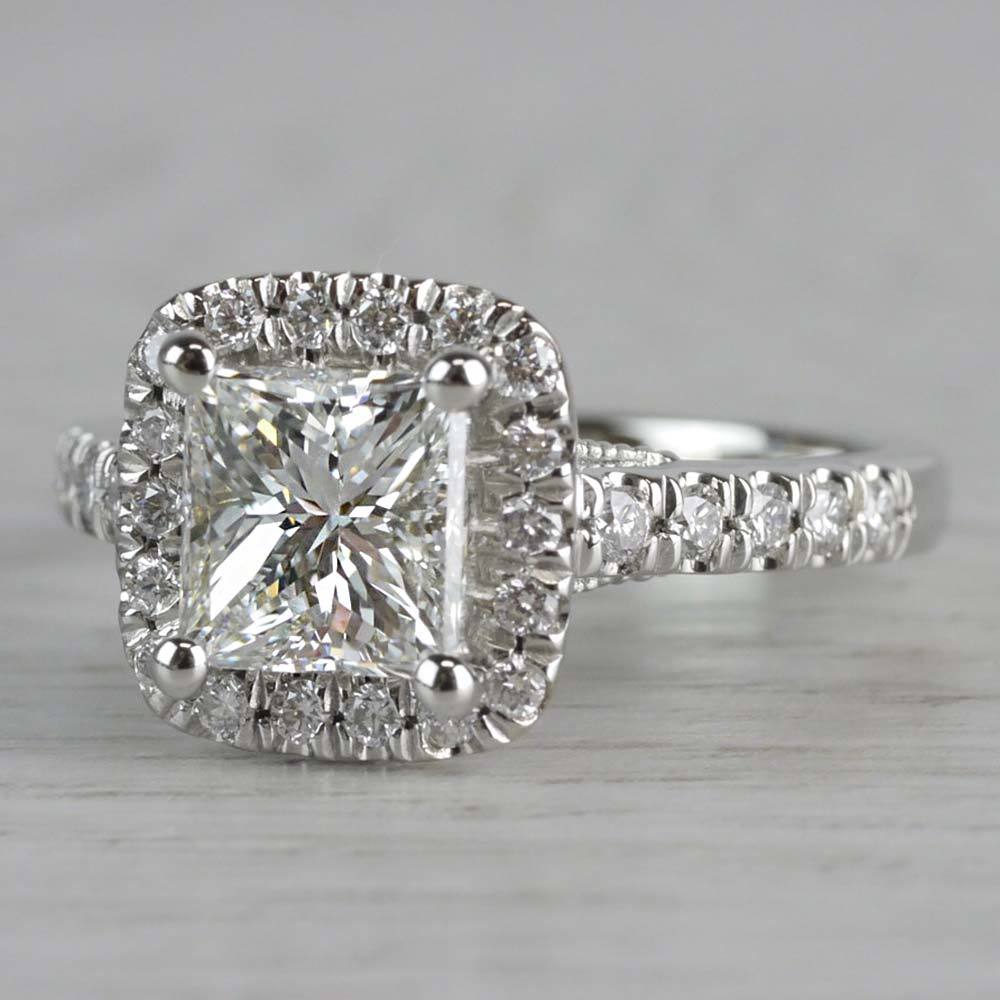 Shining Princess Cut Diamond Halo Ring