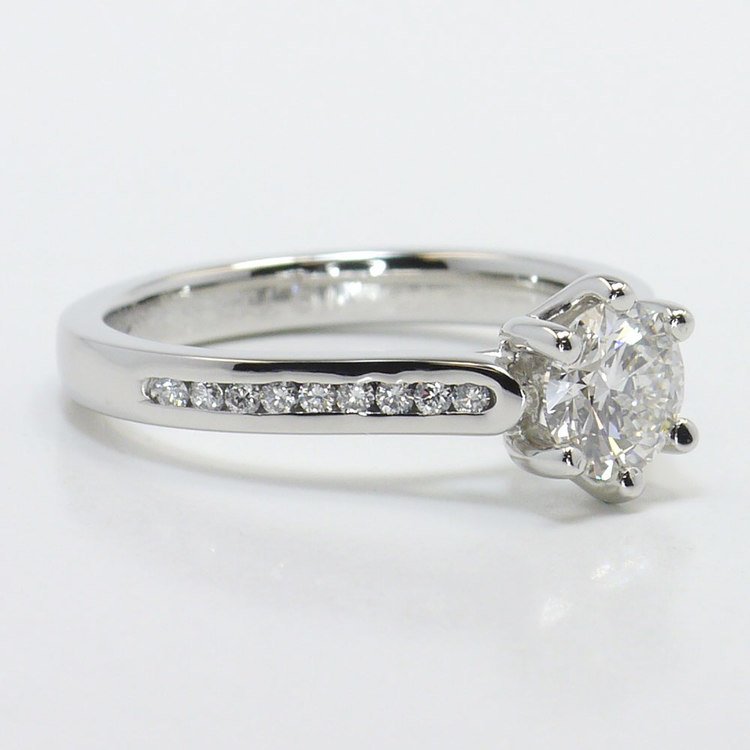 Six Prong Channel Diamond Engagement Ring