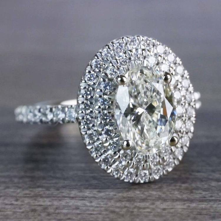 Sparkling Oval Diamond Double Halo Engagement Ring