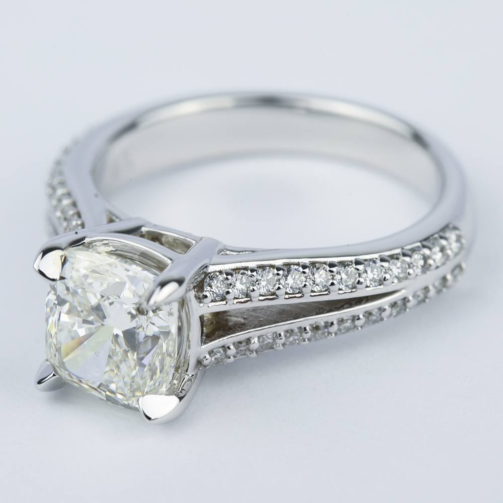 Split Shank Cushion Diamond Engagement Ring (2 Carat)