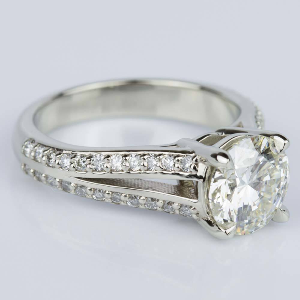 Split Shank Diamond Engagement Ring in White Gold (1.51 ct.)