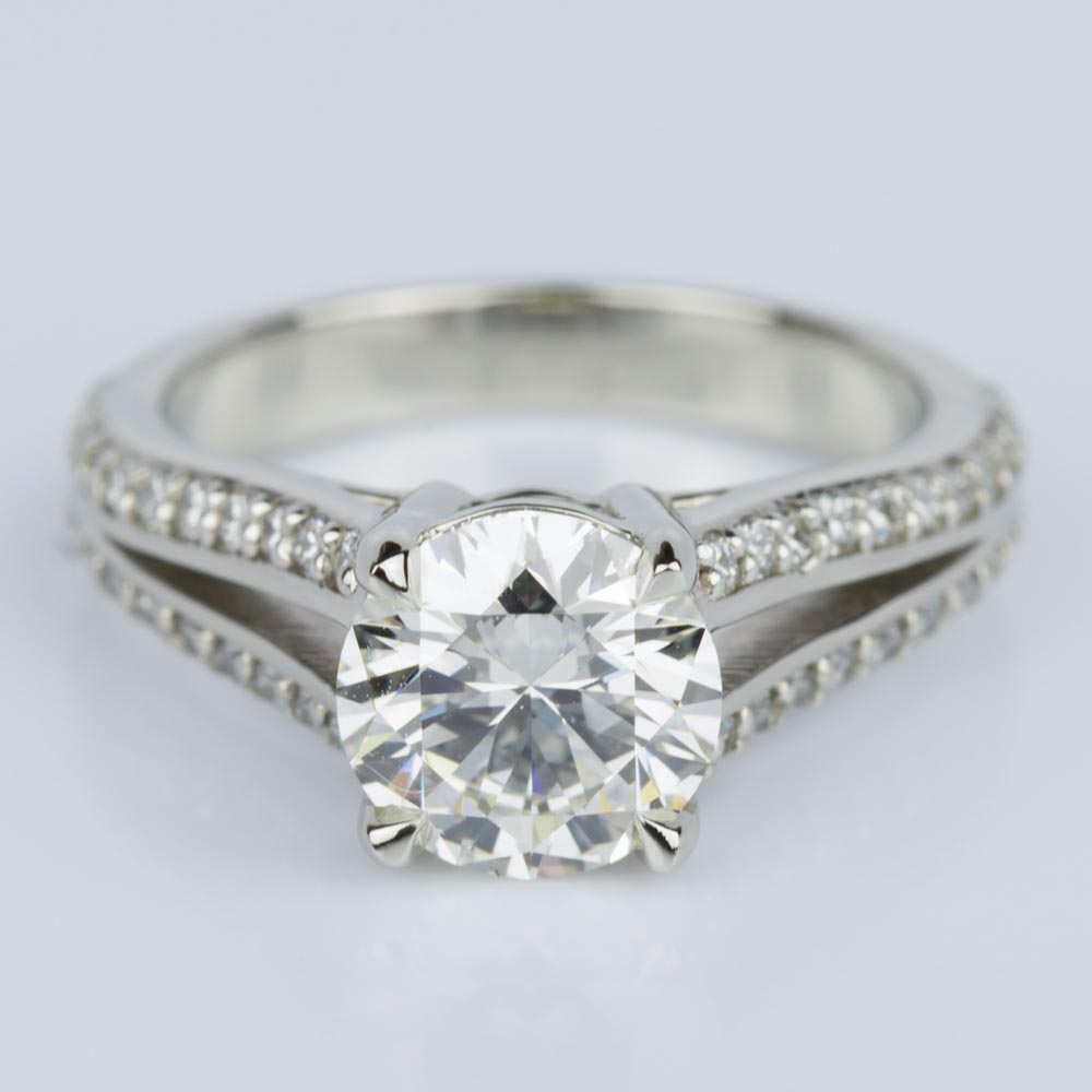 Split Shank Diamond Engagement Ring In White Gold (1.51 Ct.)