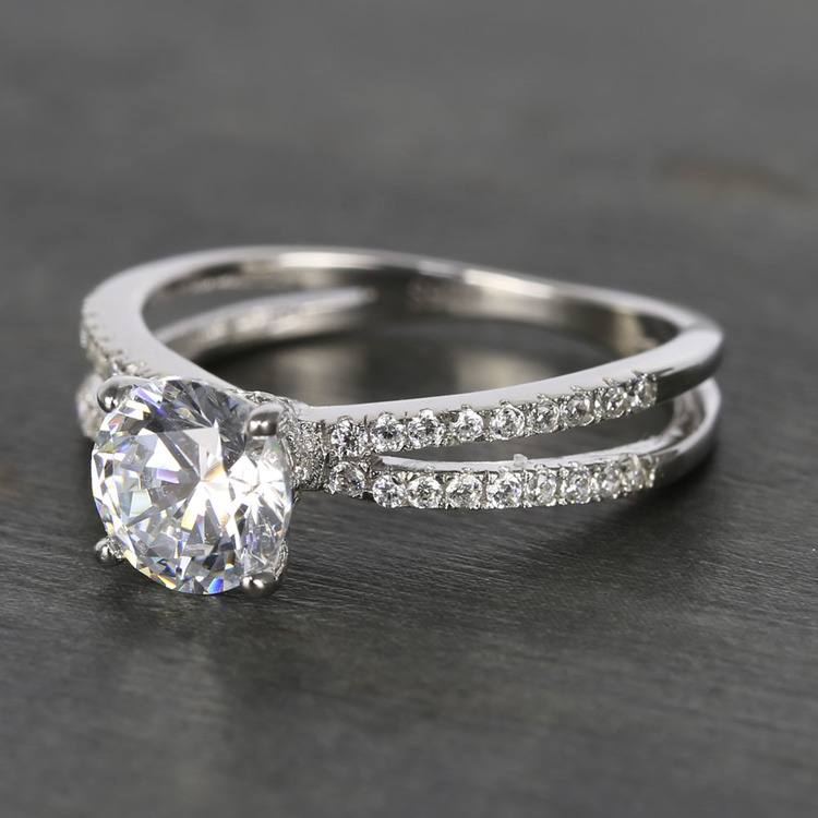 1.20 Carat Round Diamond Split Shank Pave Diamond Ring