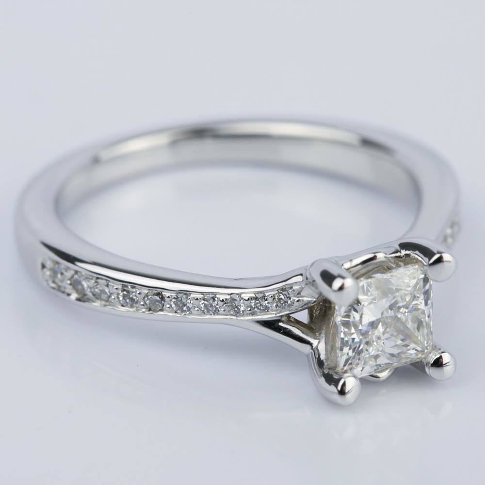 Split Shank Princess Cut Diamond Ring In White Gold