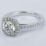 1 Carat Round Diamond In Square Halo Engagement Ring