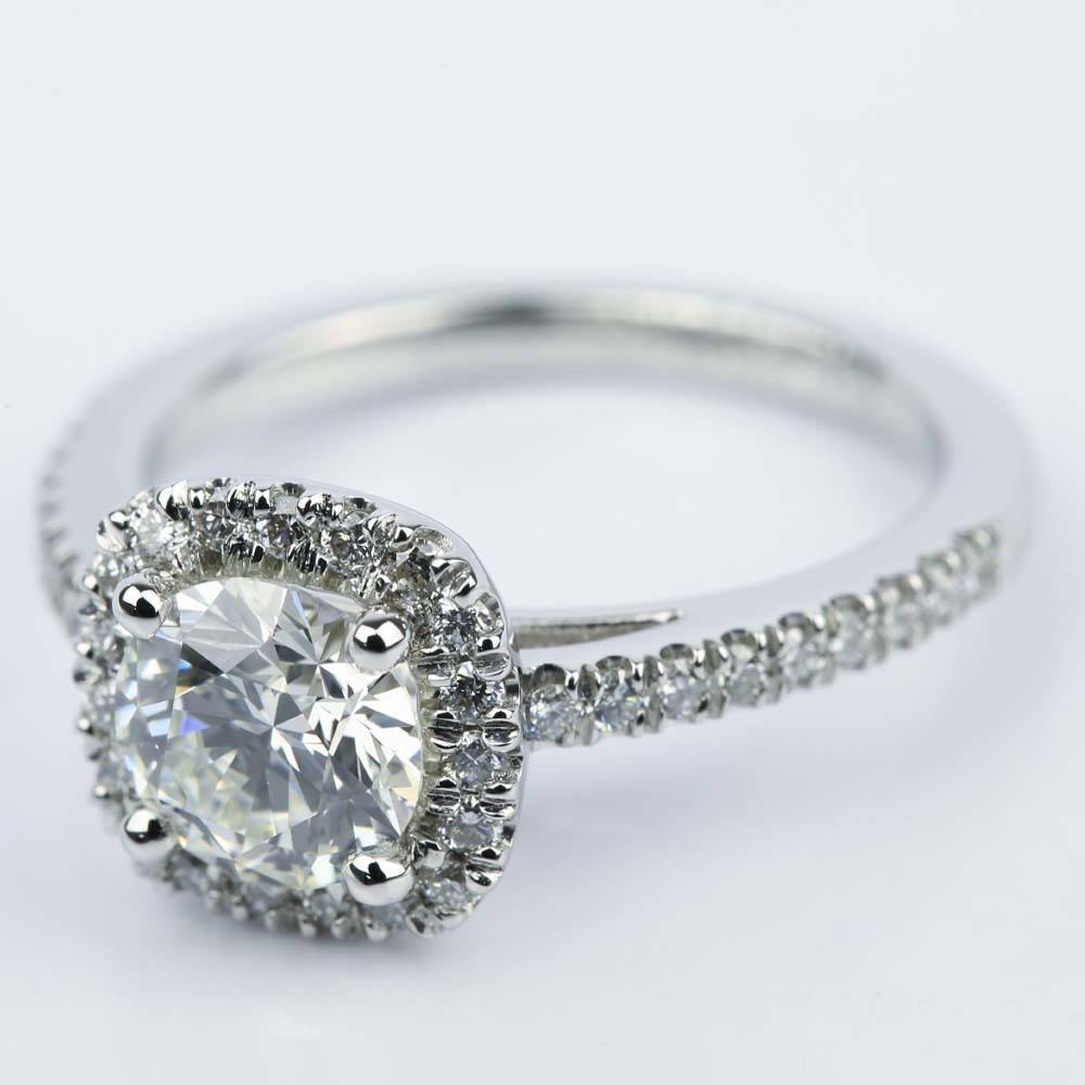 Micro Pave Square Halo Engagement Ring (1.24 Ct.)