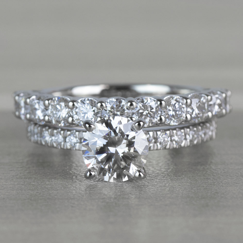 Stunning 1 Carat Petite Pave Diamond Engagement Ring