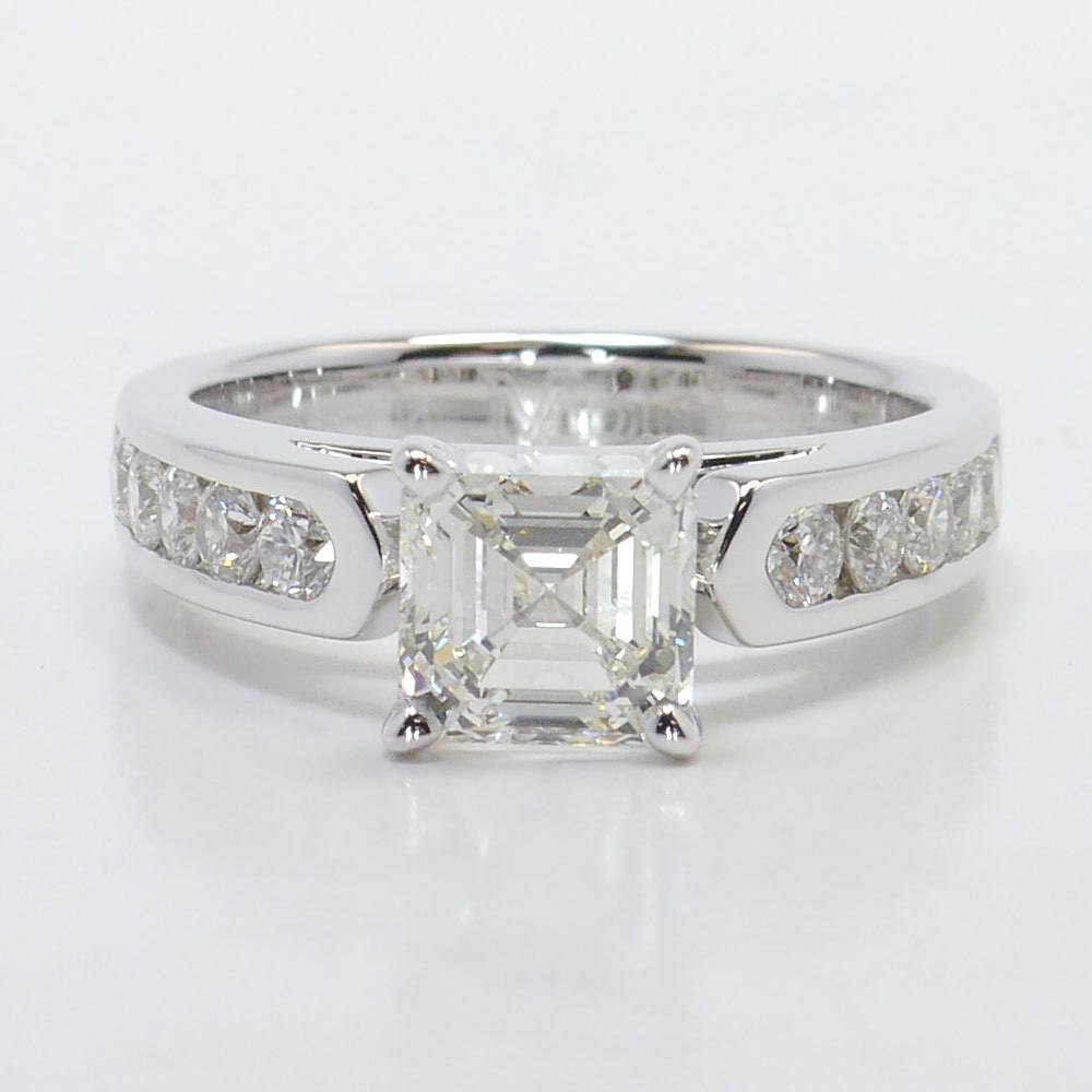 Cathedral Channel Set Asscher Cut Engagement Ring