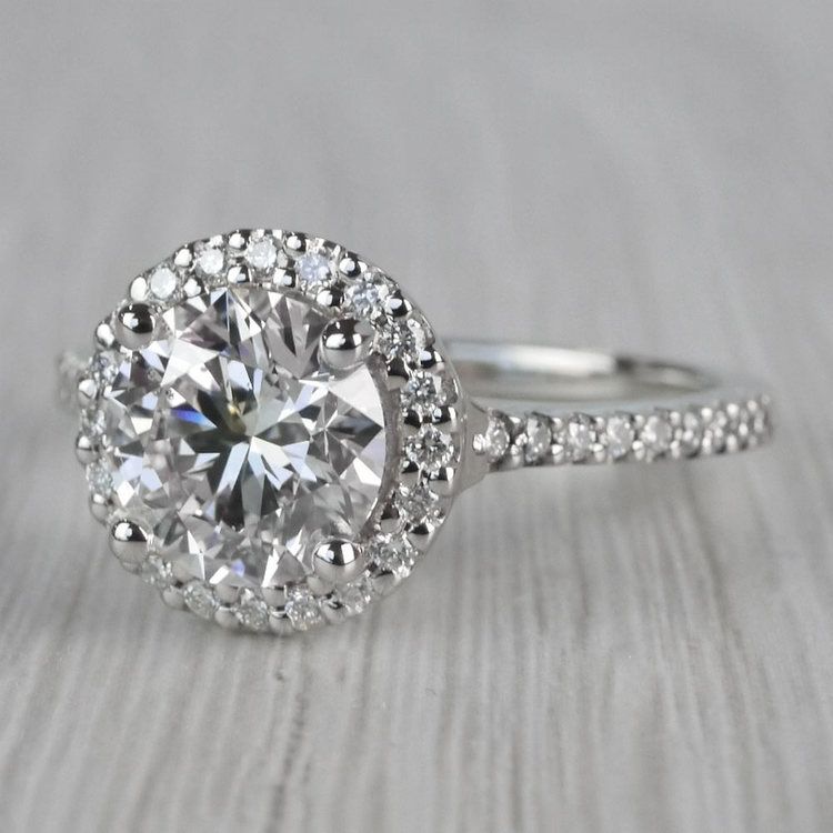 2 Carat Round Diamond Halo Ring In White Gold