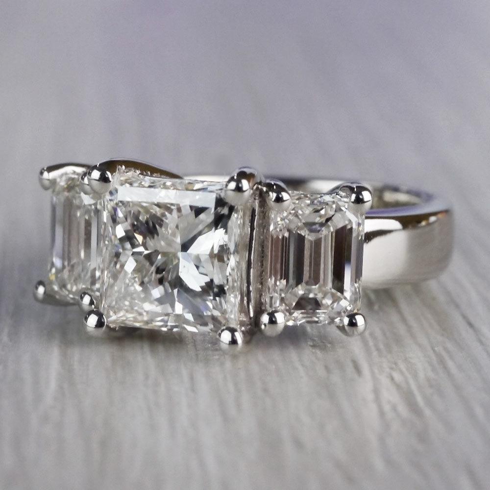 2.5 Ct. Princess Cut Diamond Ring With Side 2 Ct. Diamonds