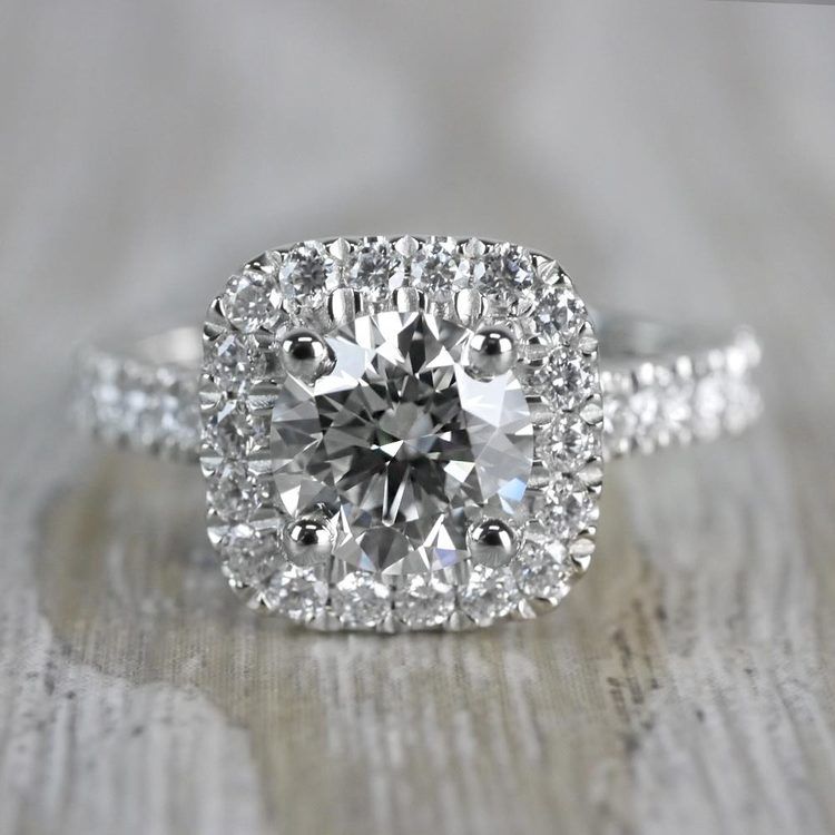 round cut diamond with square halo