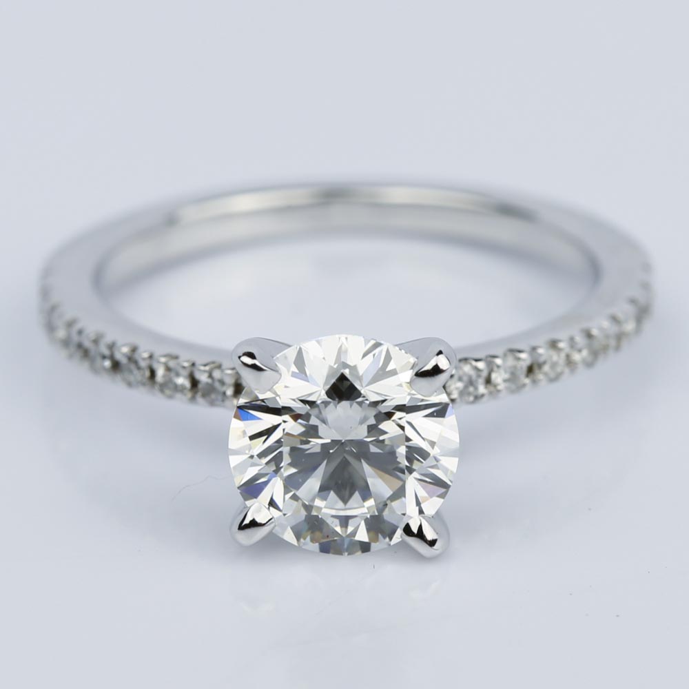 Super Ideal Round-Cut Diamond with Pave Ring Setting (1.38 ct.)