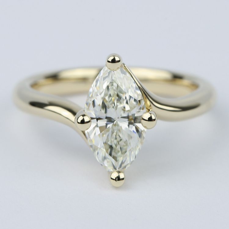 Swirl Style Marquise Diamond Engagement Ring