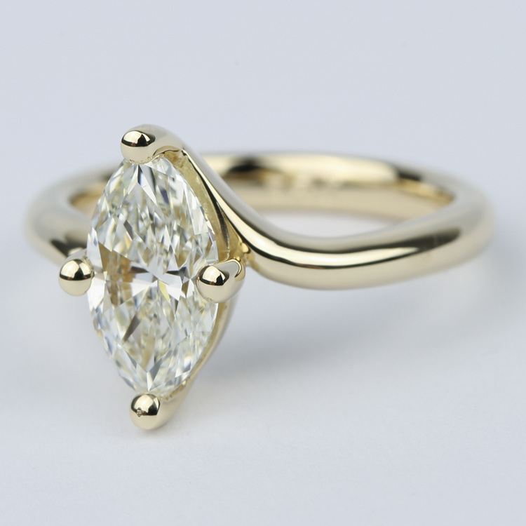 Swirl Style Marquise Diamond Engagement Ring