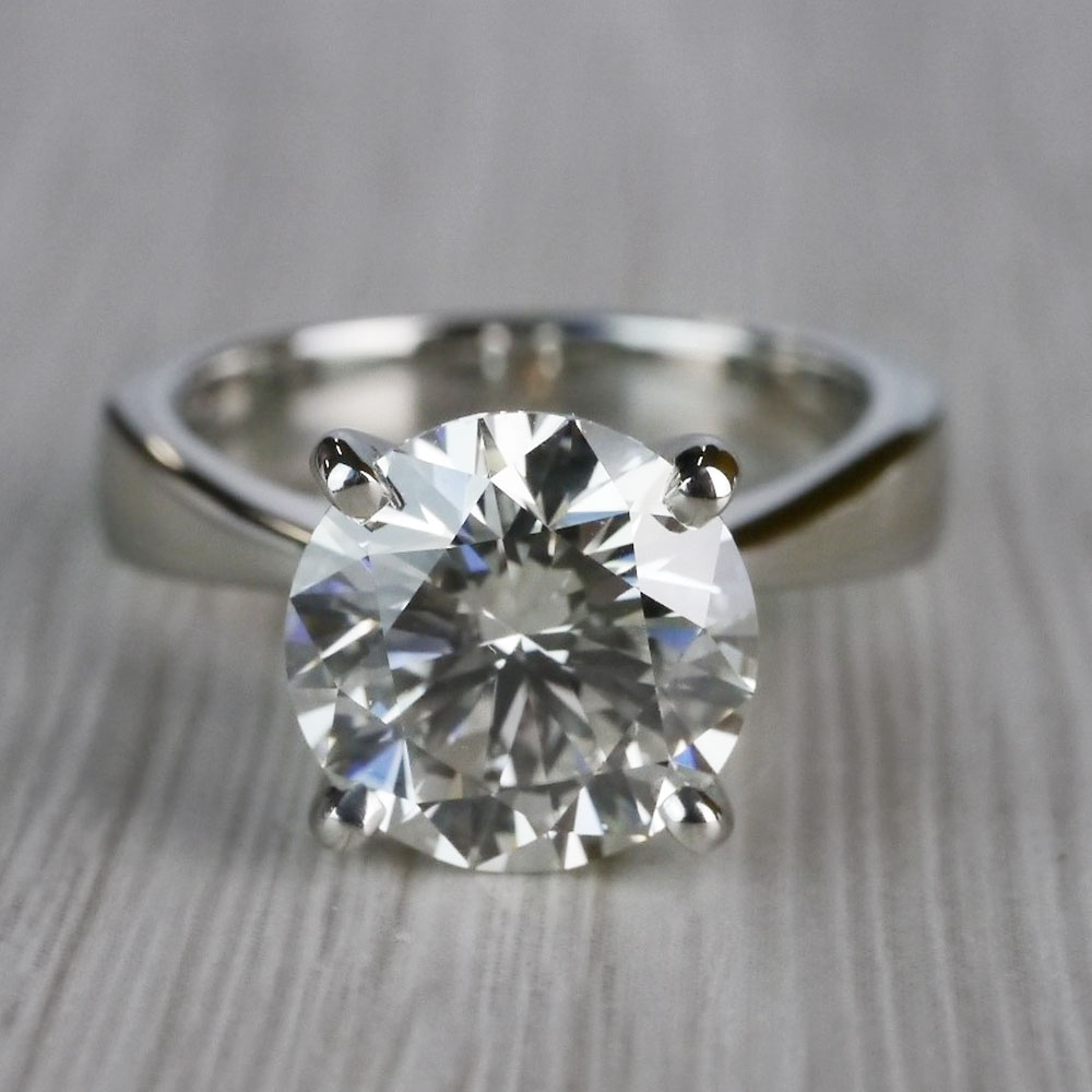 3 Carat Flat Taper Round Diamond Ring