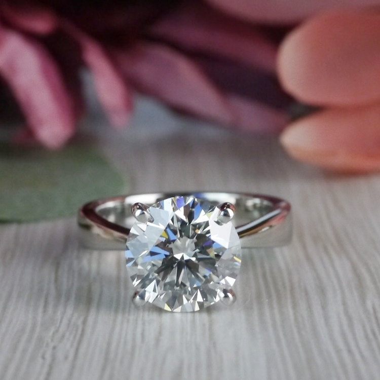 3 Carat Flat Taper Round Diamond Ring