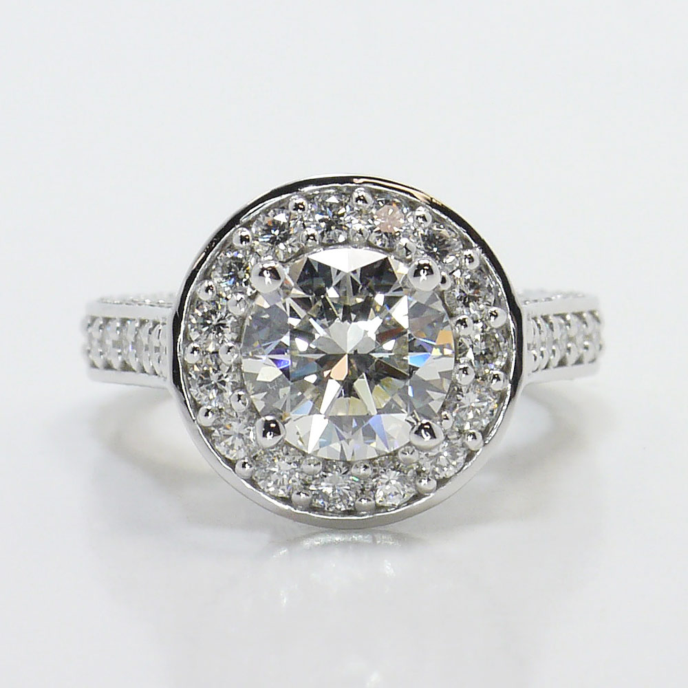 Triple Row Halo Diamond Engagement Ring | Diamond Gallery