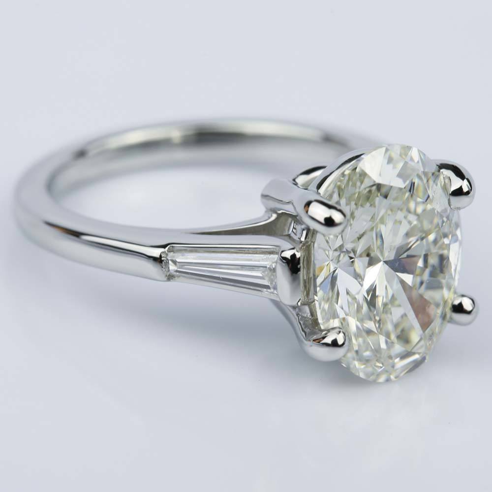 Oval Engagement Ring And Tapered Baguette Diamonds Ct