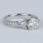 Round Trellis Diamond Engagement Ring with Trillion Side Diamonds