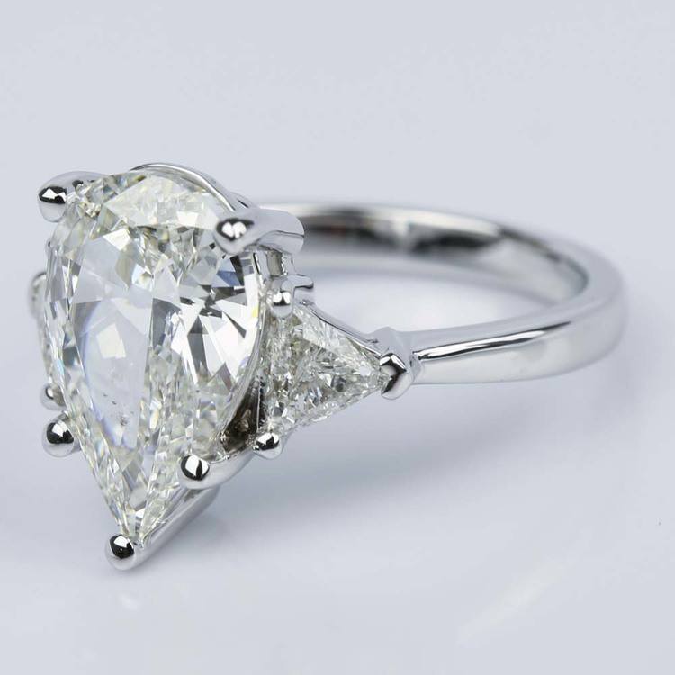 Three-Stone Trillion Engagement Ring with Pear Diamond Center