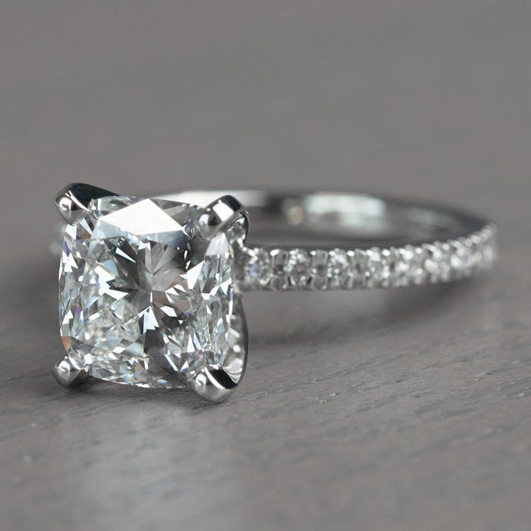 Timeless 2 Carat Cushion Cut Pave Engagement Ring