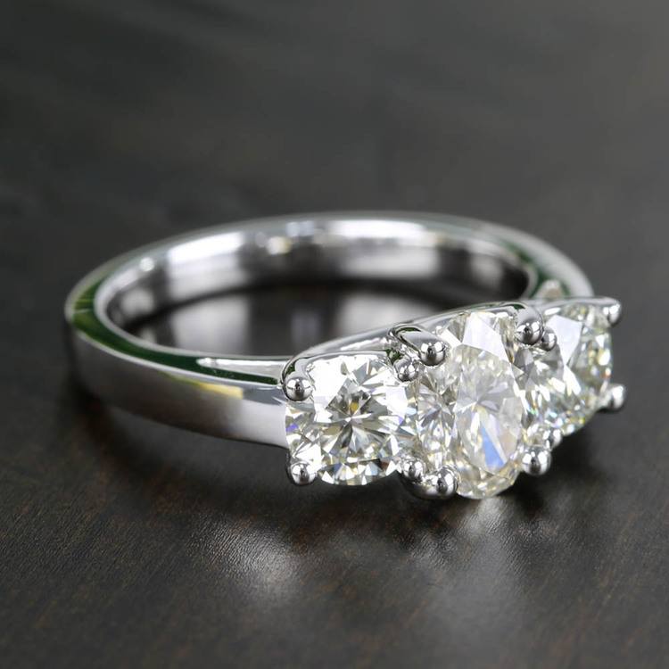 Two Carat Oval And Round Diamond Engagement Ring