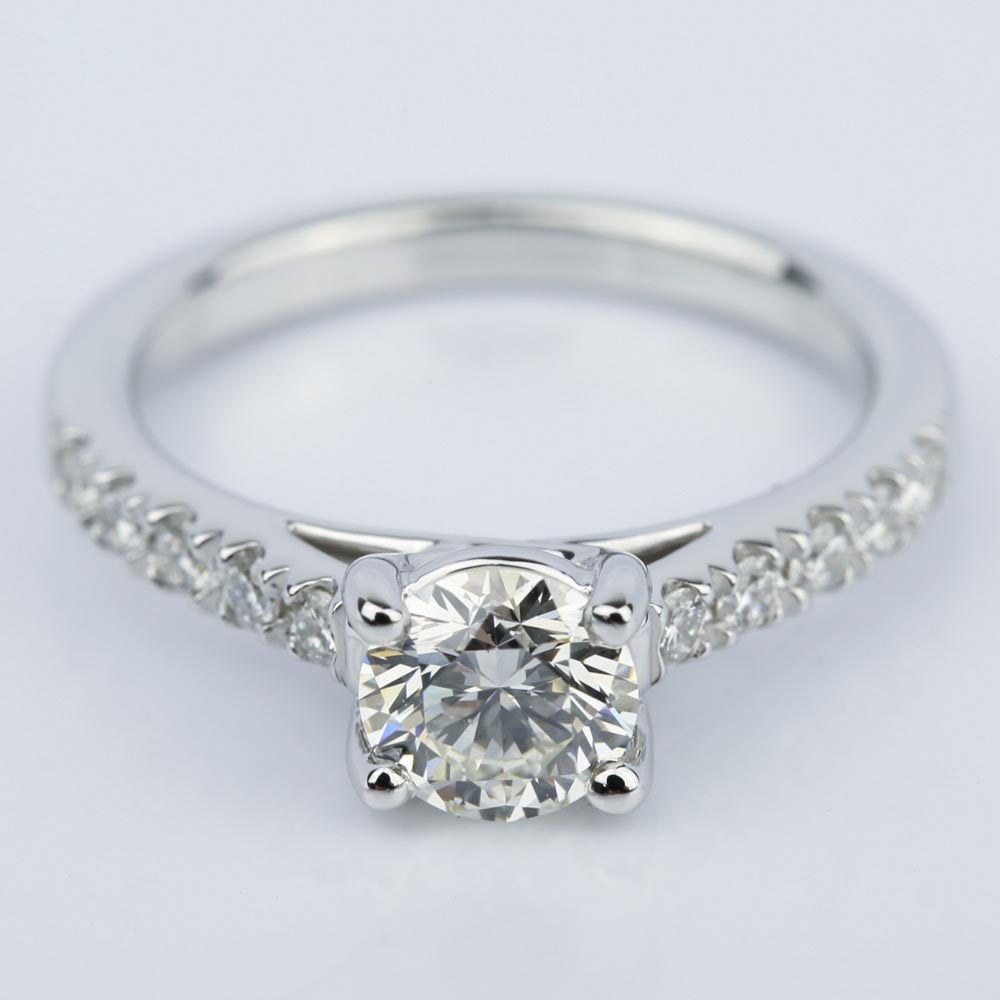 White Gold Trellis Diamond Engagement Ring (0.84 Carat)