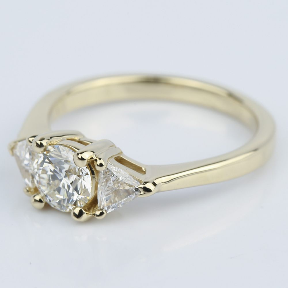 Trillion Three-Diamond Engagement Ring in Yellow Gold (0.72 ct.)