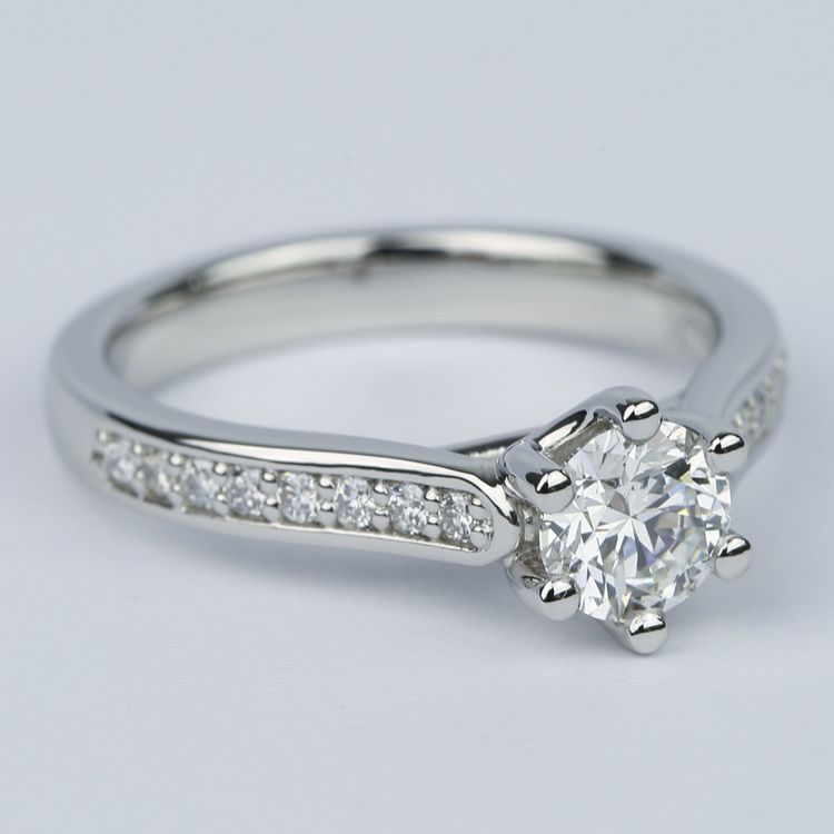 Tulip Diamond Engagement Ring With Pave Band (0.75 Ct)