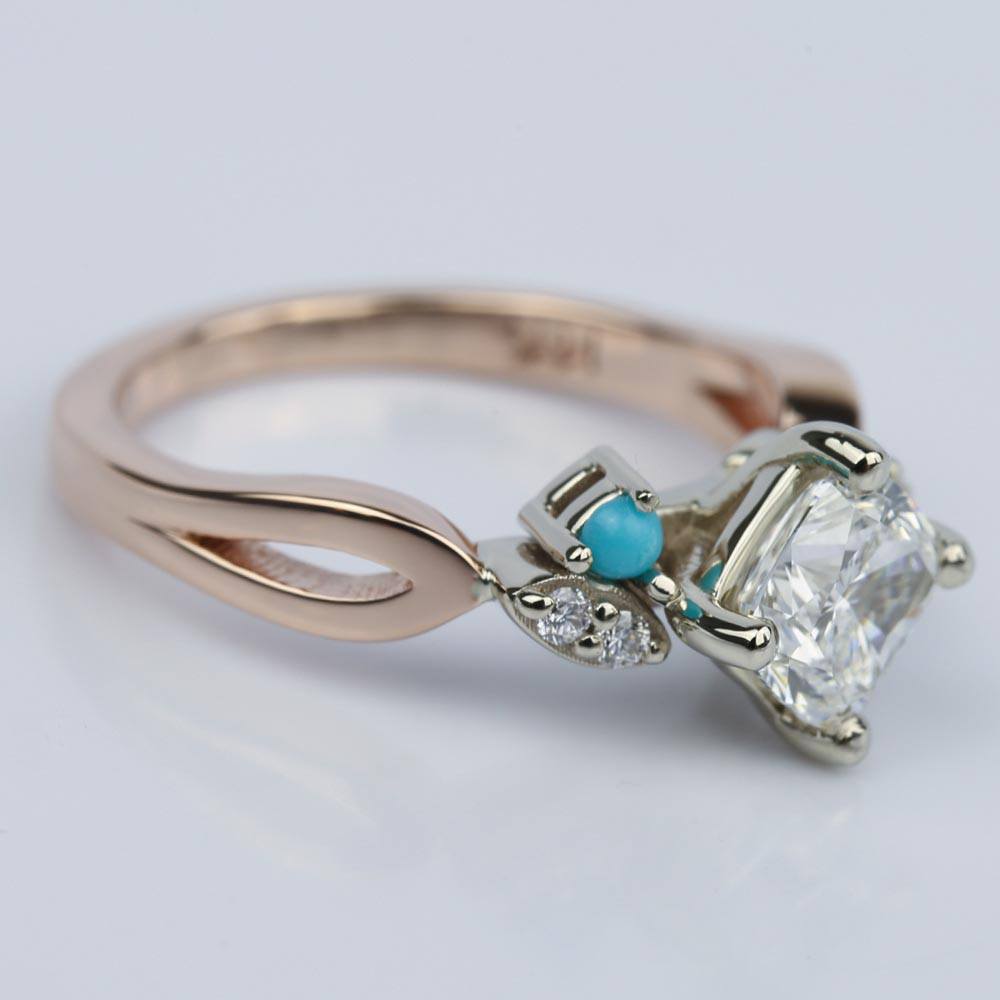 diamond ring with turquoise accents