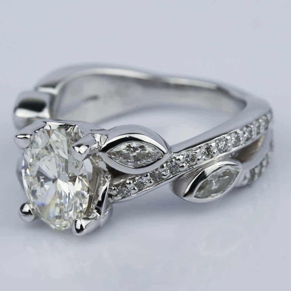 Floral Vine 1.03 Ct. Oval Cut Diamond Engagement Ring