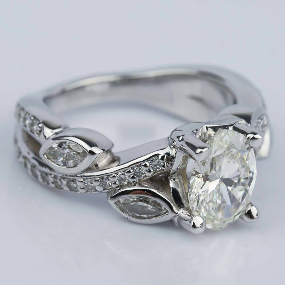 Floral Vine 1.03 Ct. Oval Cut Diamond Engagement Ring