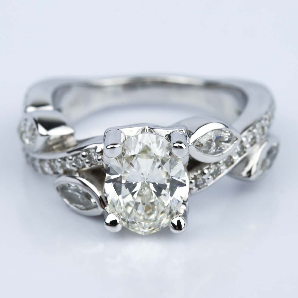 Floral Vine 1.03 Ct. Oval Cut Diamond Engagement Ring