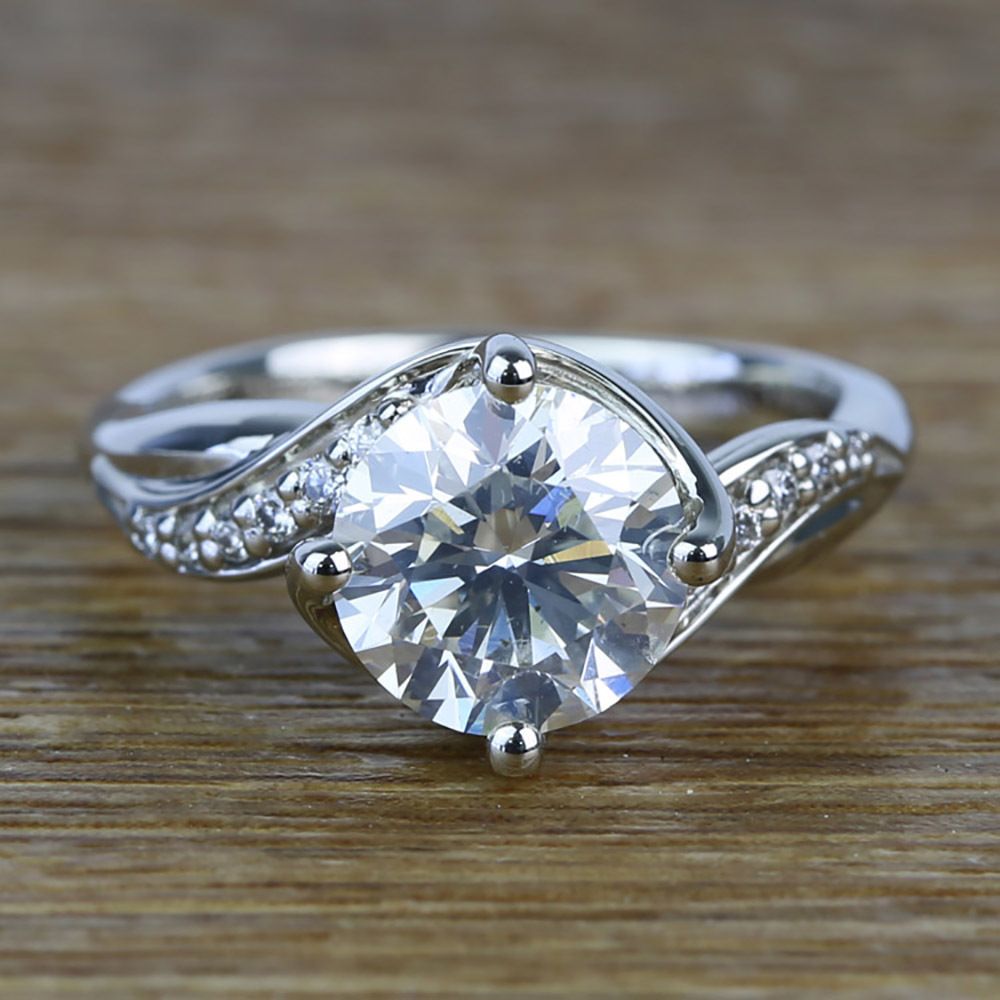 Twisted Vintage 1.90 Carat Round Loose Diamond Engagement Ring