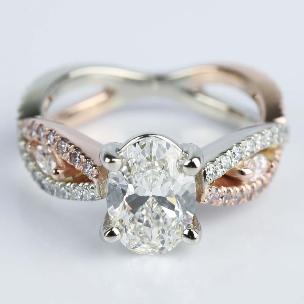 Two Tone Engagement Ring With Pink Diamonds   70507 Front 