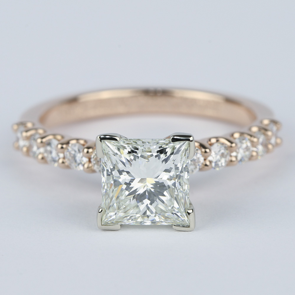 U-Prong Diamond Band Engagement Ring | Princess Diamond