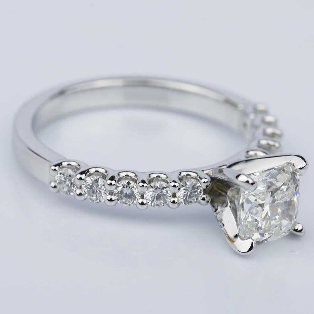 White Gold U-Prong Cushion Diamond Engagement Ring