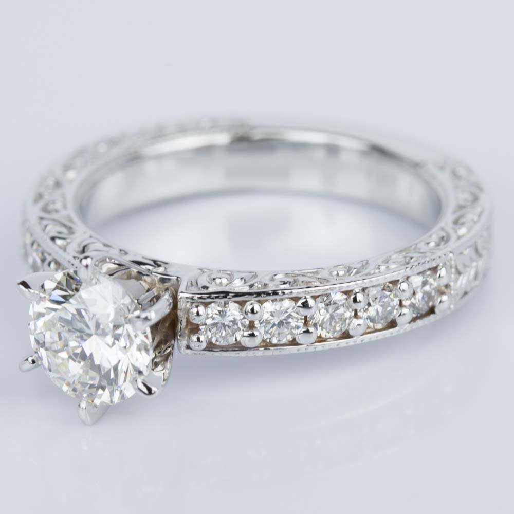 Vintage Milgrain & Scroll-Work Diamond Engagement Ring (0.90 ct.)