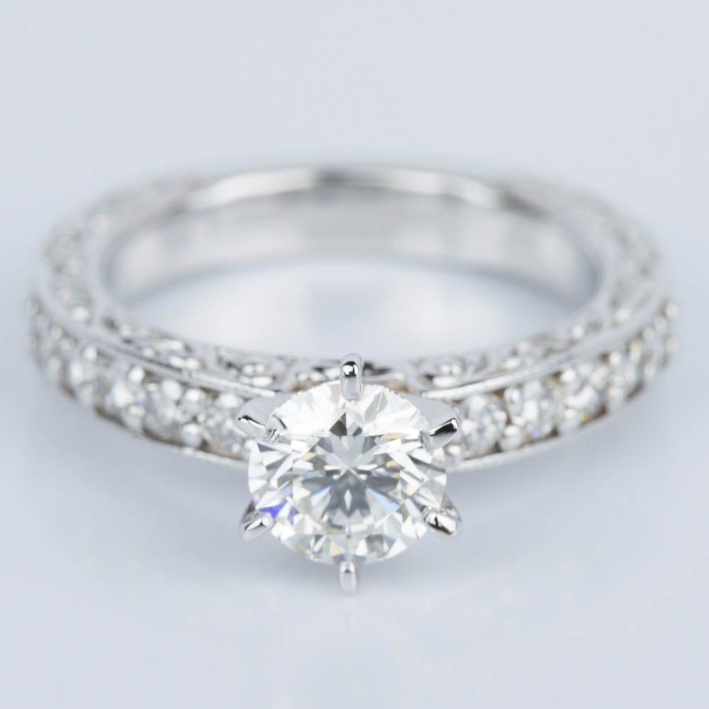 Scrollwork Engagement Ring With Vintage Milgrain Detail